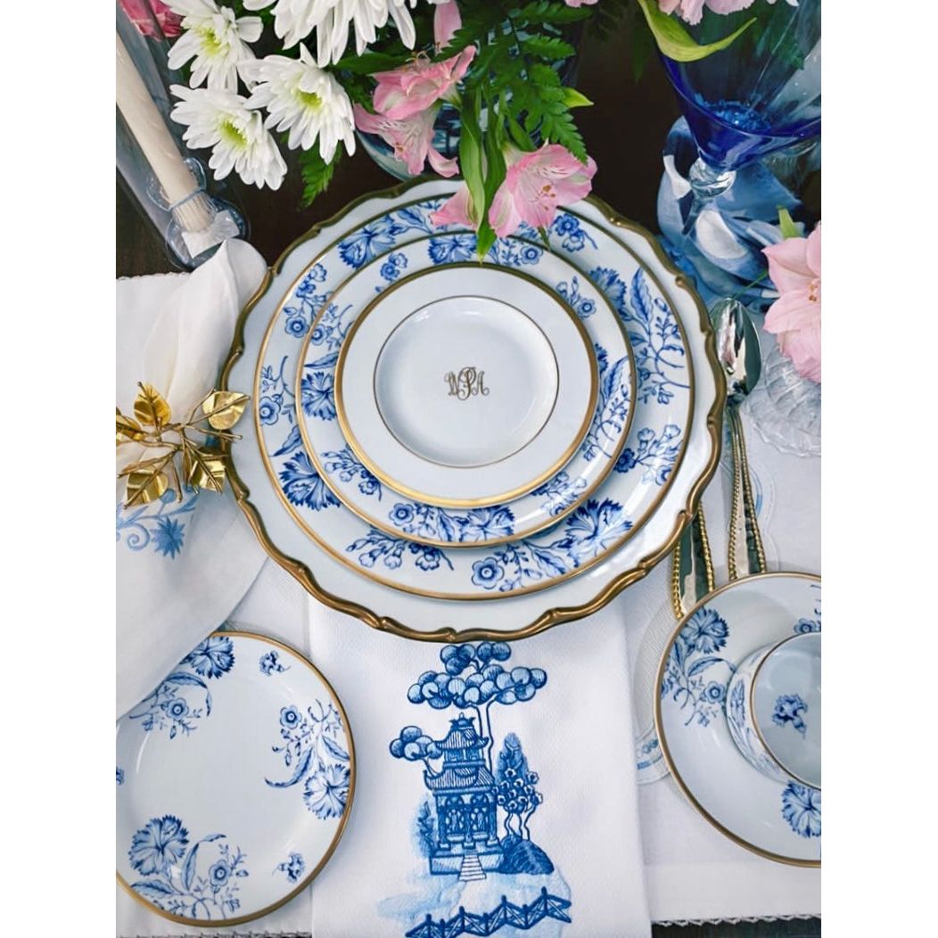 Blue and White Chinoiserie Tea Towel