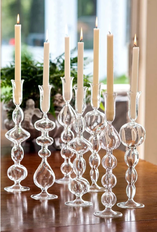 Tall Mouth Blown Glass Candlestick