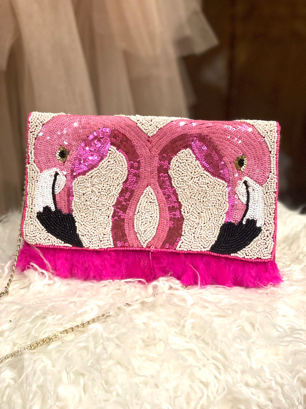 Flamingo Seed Bead Clutch