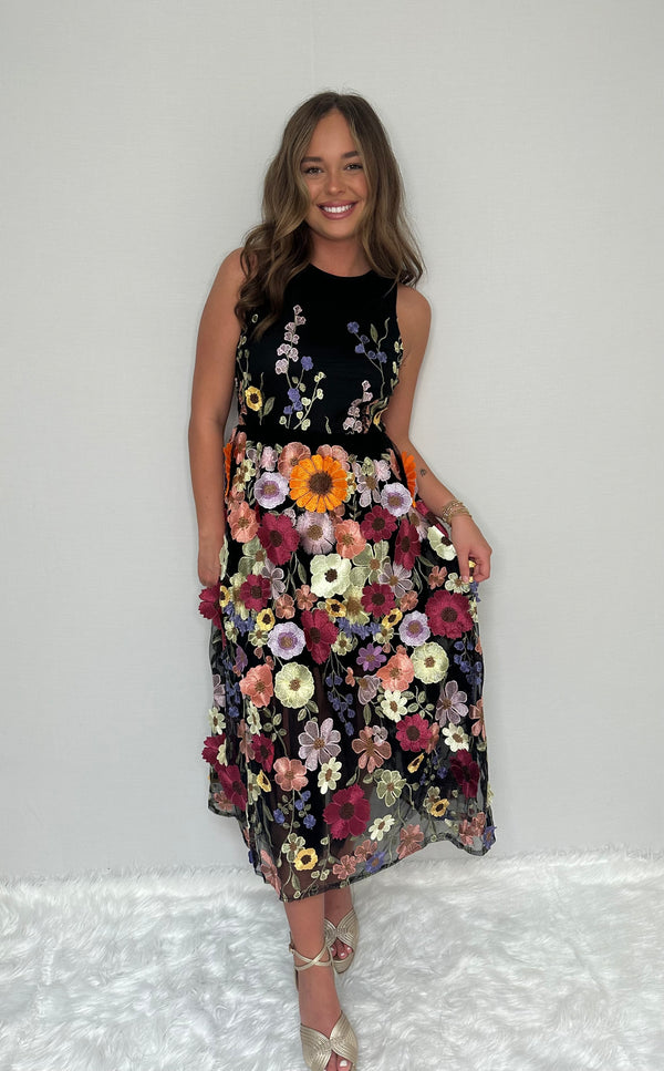 Floral Embroidered Midi Dress