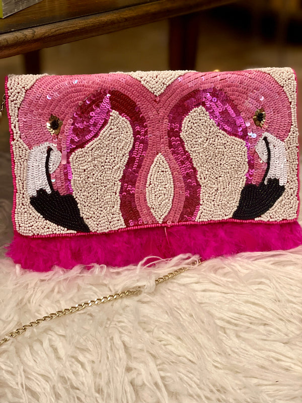 Flamingo Seed Bead Clutch