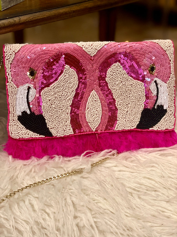 Flamingo Seed Bead Clutch