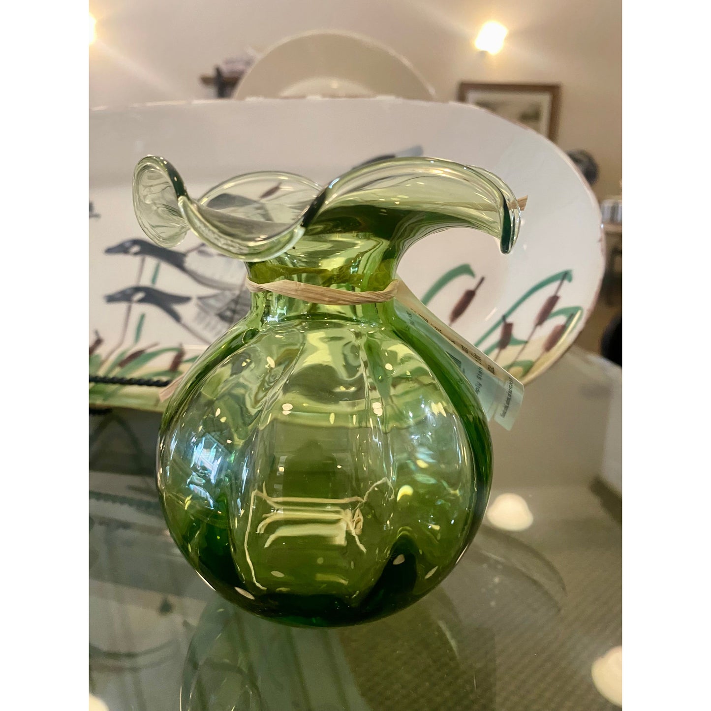 Vietri Hibiscus Dark Green Bud Vase