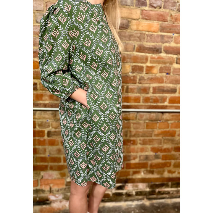 Caryn Lawn Asher Dress in Green Floral