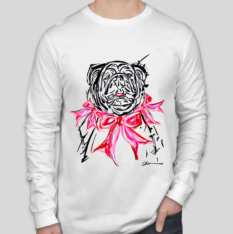 Bulldog in Bows Long sleeve T shirt