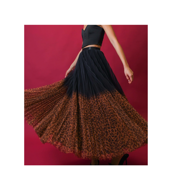 Black Leopard Ombre Skirt