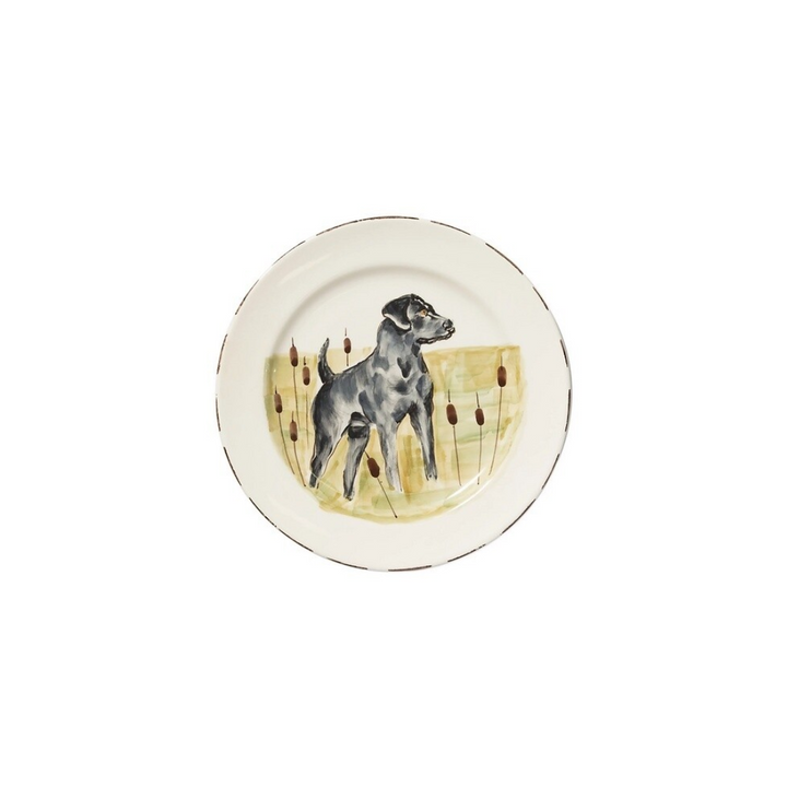 Vietri Wildlife Black Hunting Dog Salad Plate