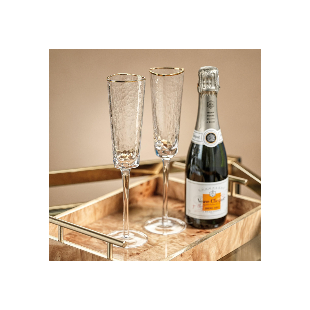 Triangular Champagne Flute w/ Gold Rim