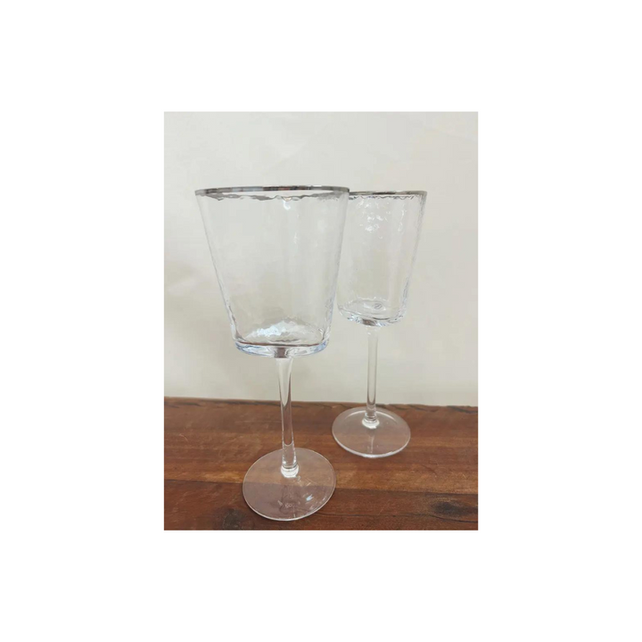 Triangular Wine Glass w/ Platinum Rim