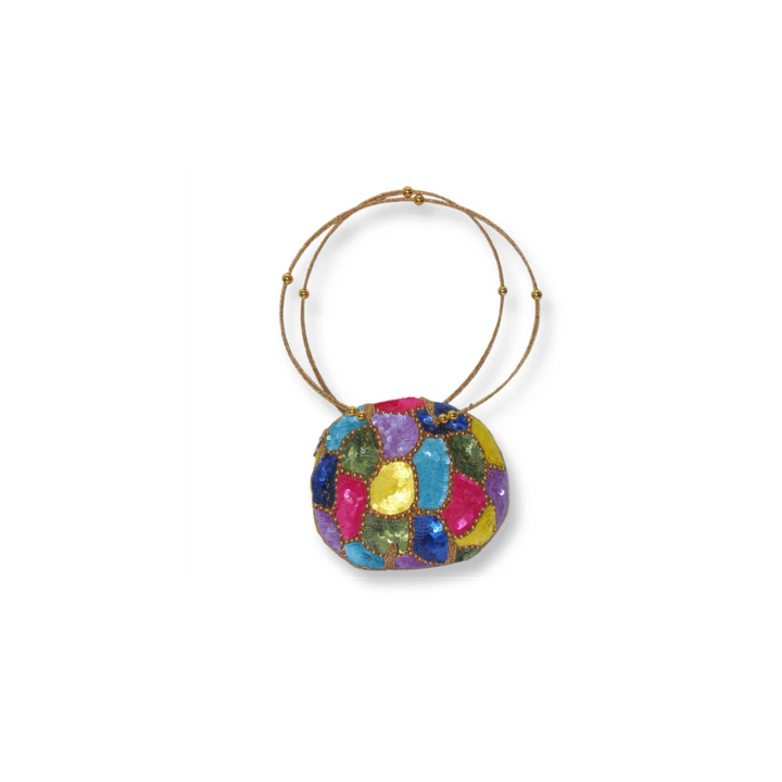 Multicolor Sequins & Gold Beads w/ Beaded Strap