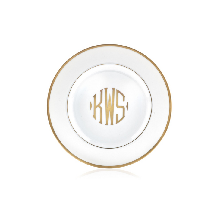 Pickard Signature Gold Script Monogram Salad Plate Ultra White