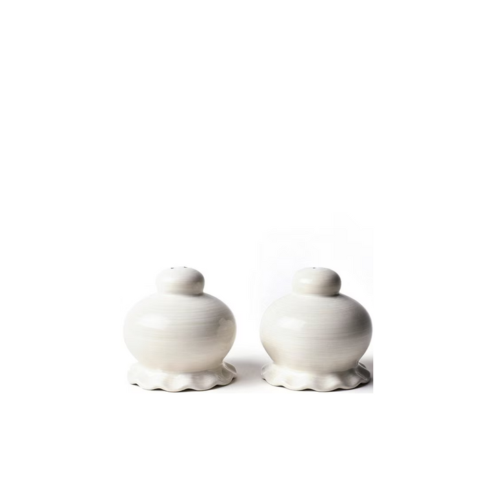 Coton Colors Signature White Ruffle Salt and Pepper Set