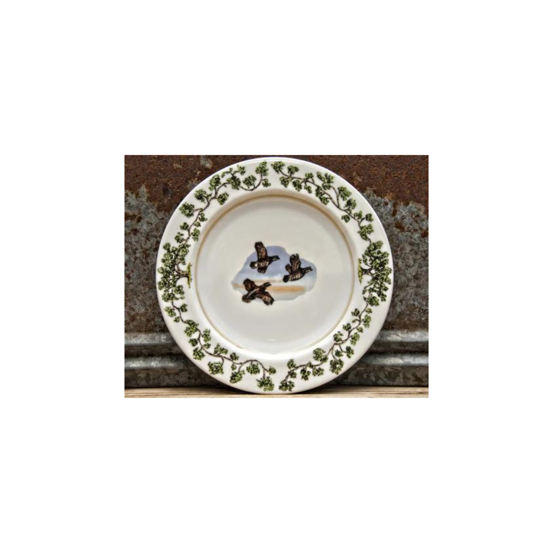 Flushing Covey of Quail Dinner Plate