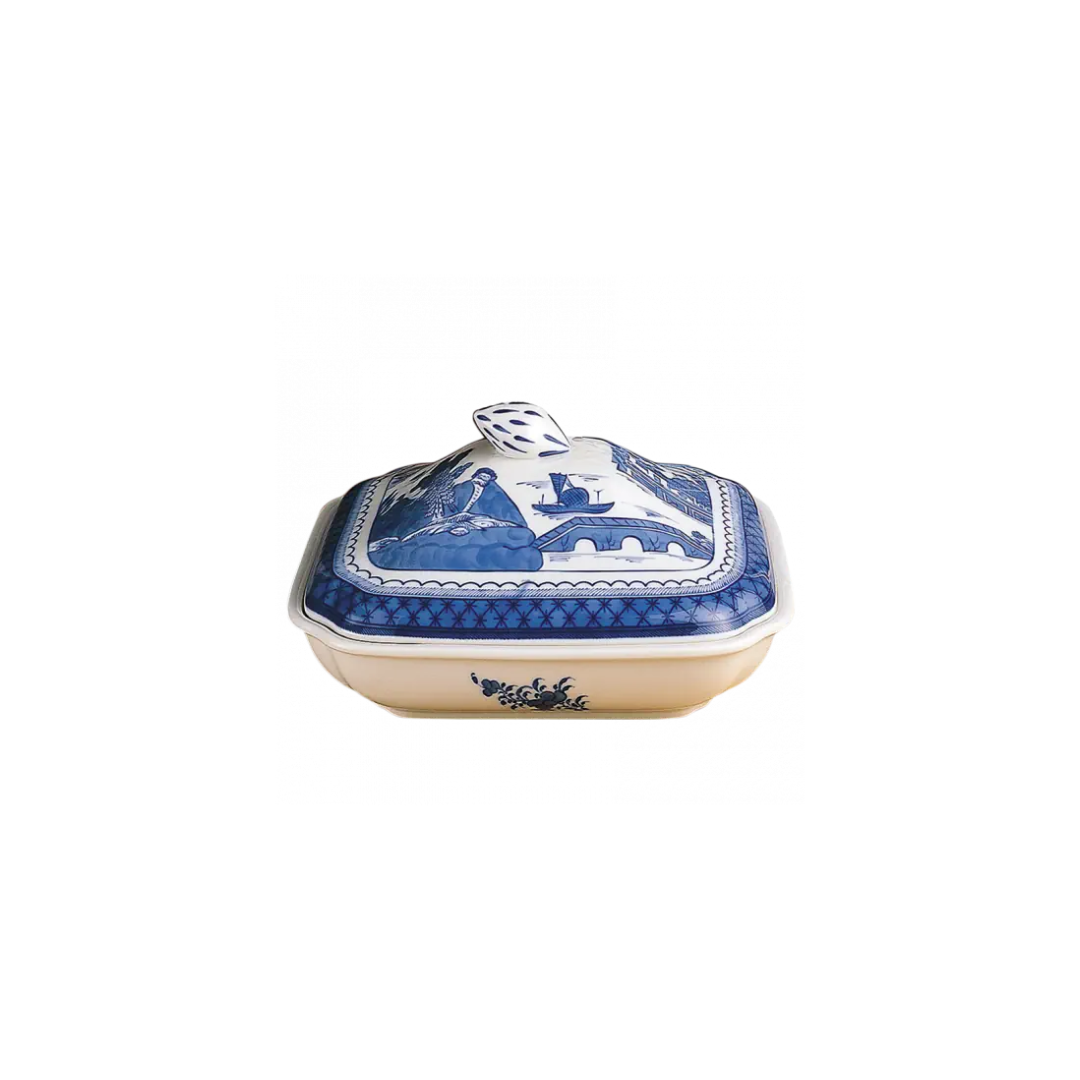 Mottahedeh Blue Canton Square Vegetable Bowl and Cover