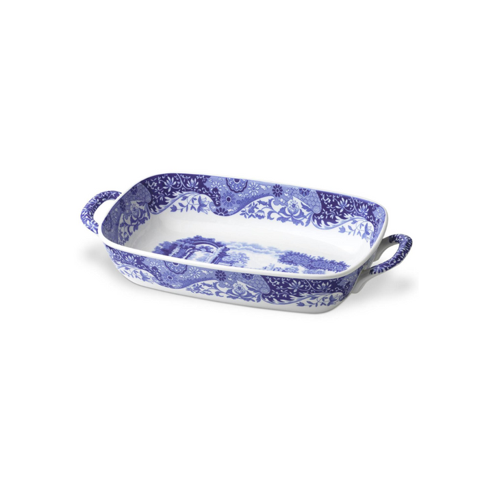 Handled Serving Dish 11.5 in Blue Italian