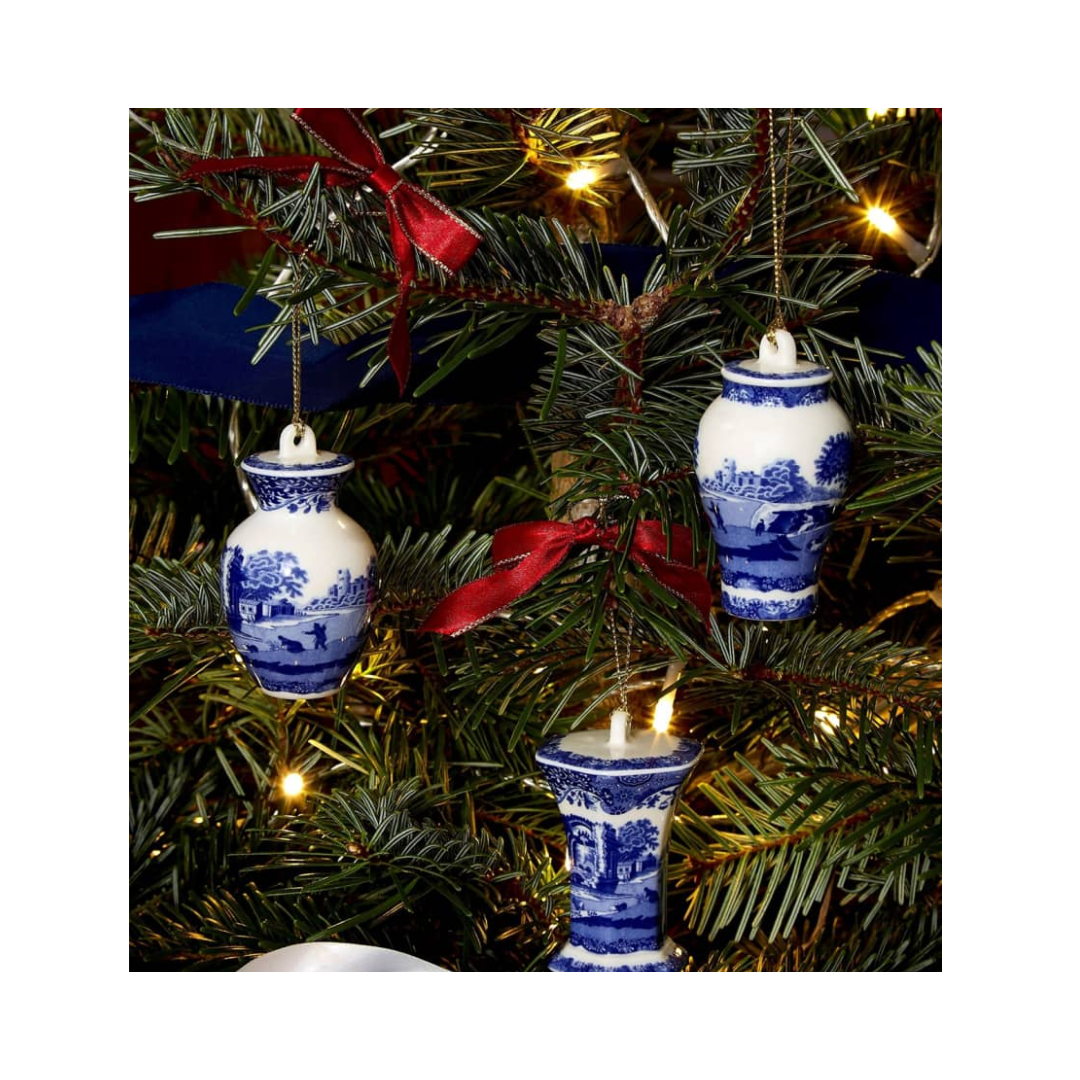 Blue Italian Mini Urn Ornaments (set of 3)