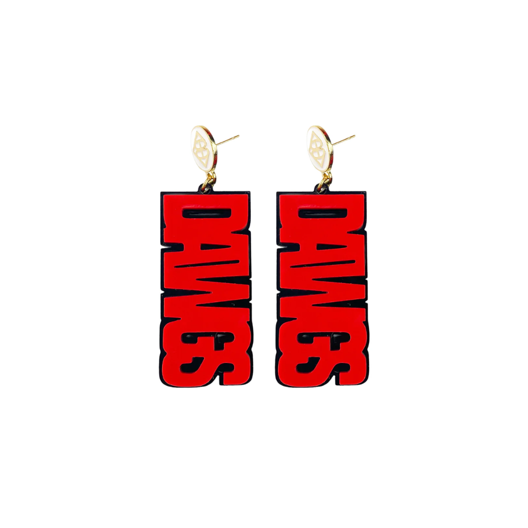 Red and Black Dawgs Earrings