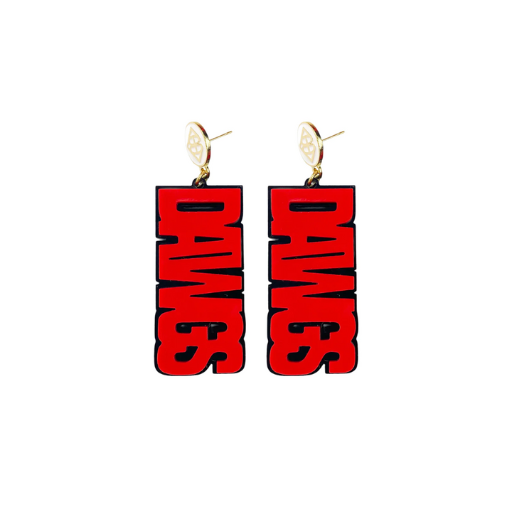 Red and Black Dawgs Earrings