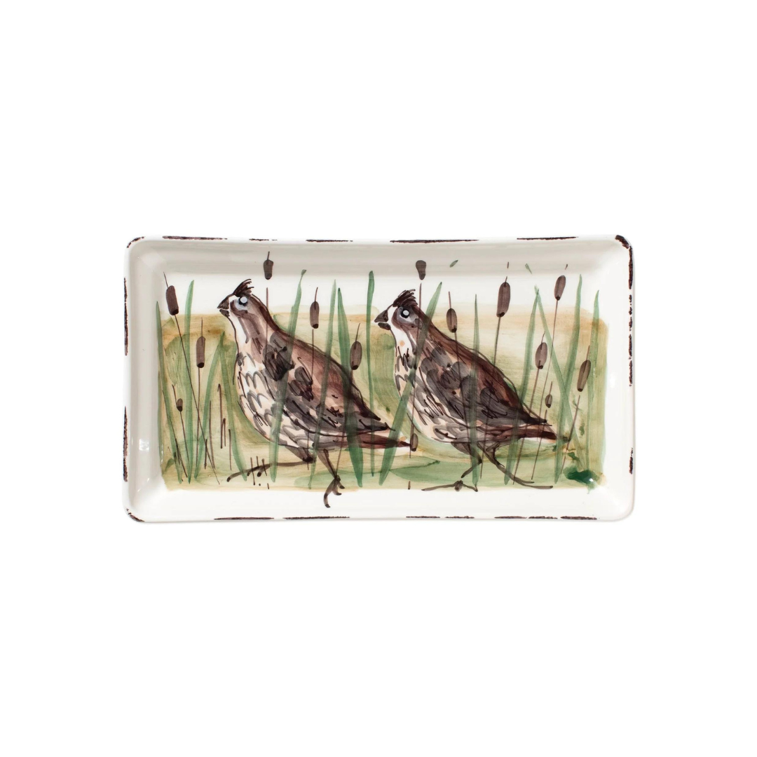 Vietri Wildlife Quail Rectangular Platter