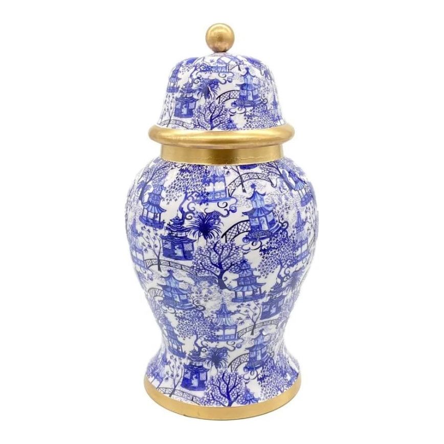 Garden Party Blue and White Ginger Jar