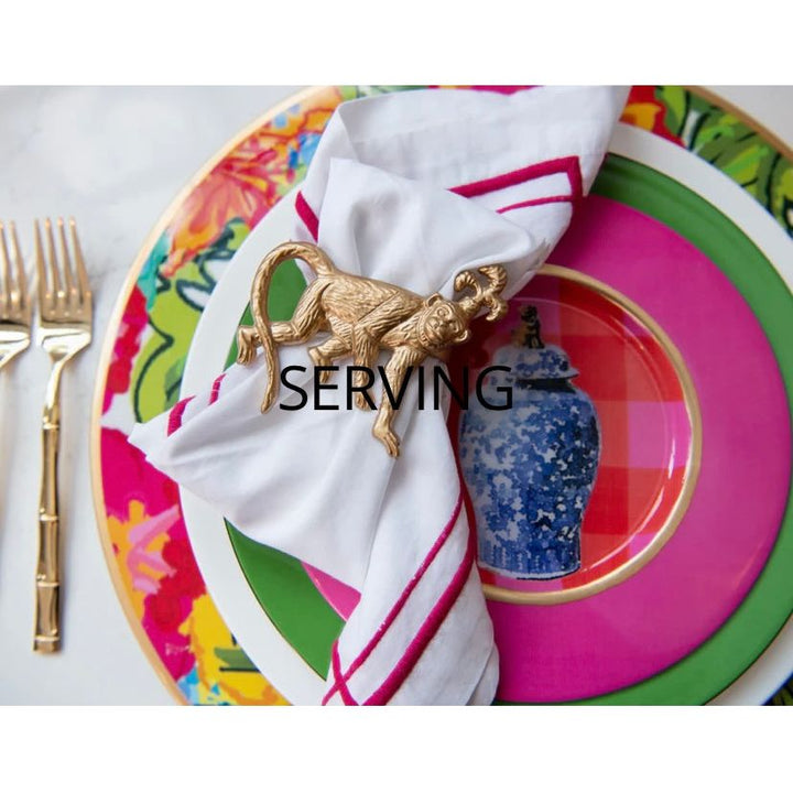 Garden Party Pink and Red Plaid Dessert Plate