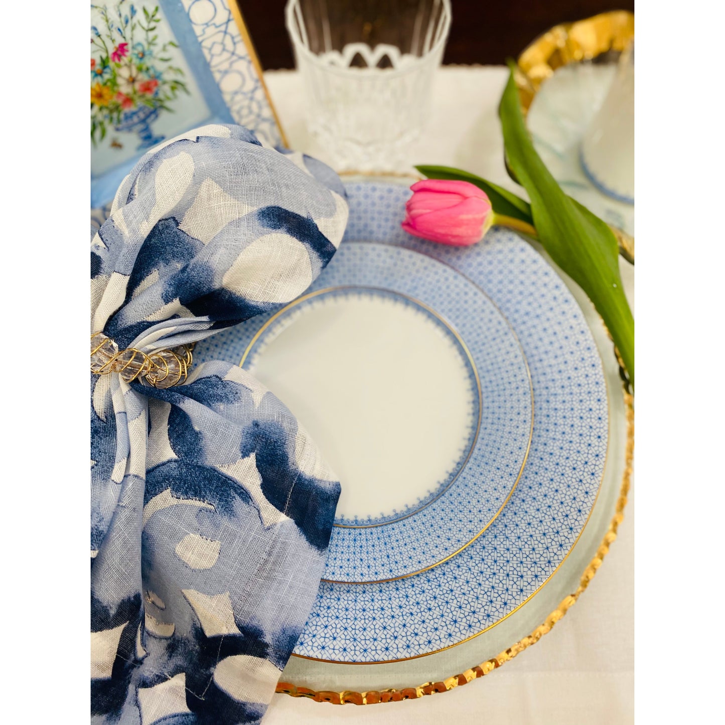 Mottahedeh Cornflower Lace Dinner Plate