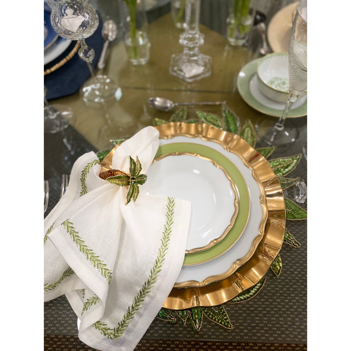 White/Green Jardin Napkins (set of 4)