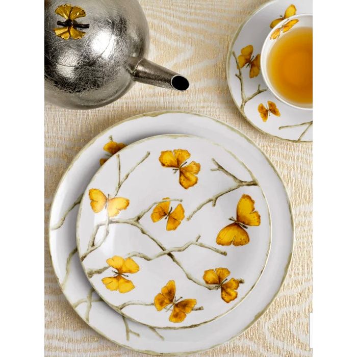 Butterfly Ginkgo Gold 5 Piece Dinnerware Set