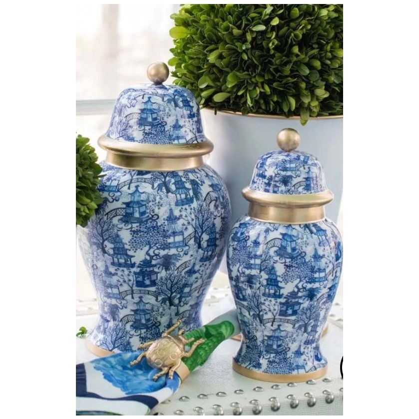 Garden Party Blue and White Ginger Jar